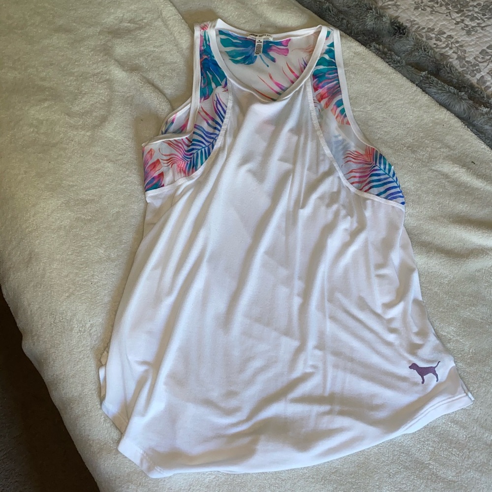 PINK white tank top